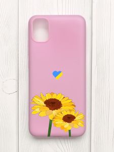 Матовий рожевий чохол на Samsung Galaxy A04E/A042 :: Жовті квіти (принт 364)