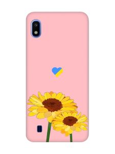 Матовий рожевий чохол на Samsung Galaxy A10 (2019) A105 :: Жовті квіти (принт 364)