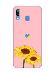 Матовий рожевий чохол на Samsung Galaxy A30 (2019) / A20 (2019) :: Жовті квіти (принт 364)