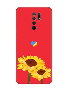Матовий червоний чохол на Xiaomi Redmi 9 :: Жовті квіти (принт 364)