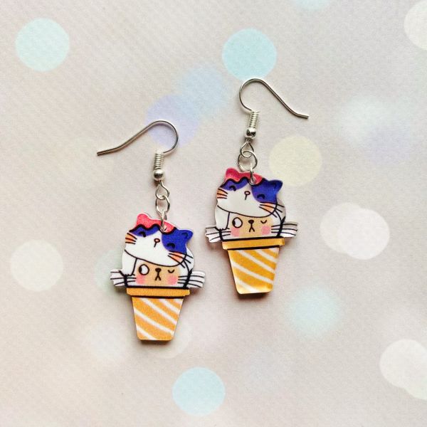 Сережки Морозиво Кошенята (на глянцевому акрилі)