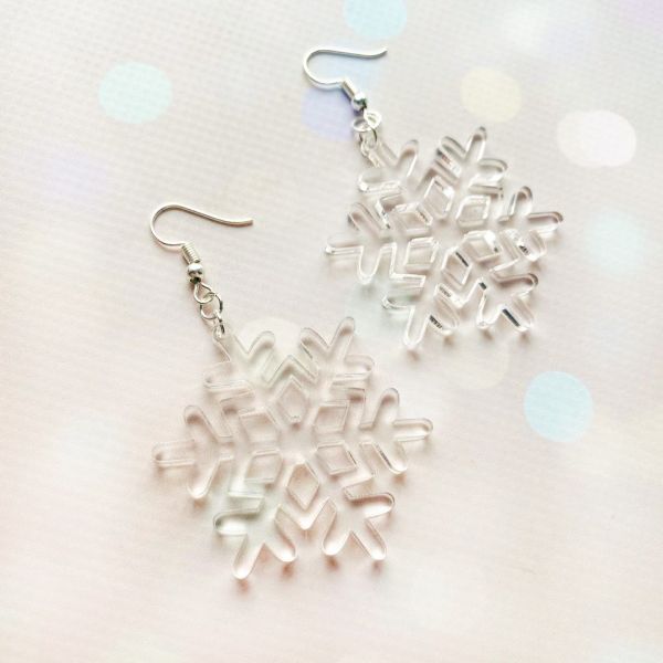 Сережки Сніжинка (на глянцевому акрилі)