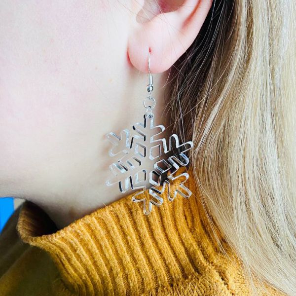 Сережки Сніжинка (на глянцевому акрилі)