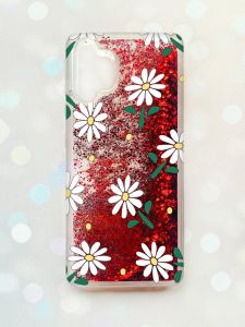 Чохол з плаваючими блискітками Samsung Galaxy A32 Червоний :: Ромашки (принт 368)