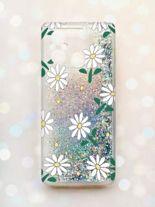 Чохол з плаваючими блискітками на Xiaomi Redmi 12C Срібний :: Ромашки (принт 368)
