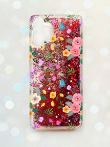 Чохол з плаваючими блискітками Samsung Galaxy A32 Червоний :: Квітковий фон (принт 369)