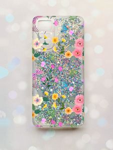 Чохол з плаваючими блискітками на Xiaomi Redmi Note 11 Срібний :: Квітковий фон (принт 369)