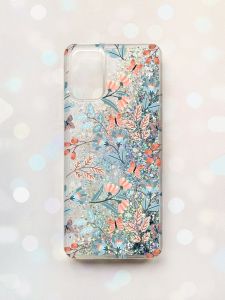 Чохол з плаваючими блискітками для Samsung Galaxy A03s (A037) Срібний :: Квітковий фон (принт 370)