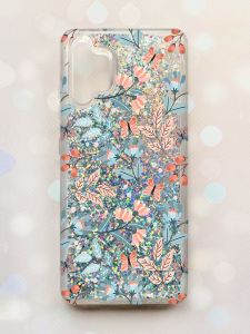 Чохол з плаваючими блискітками Samsung Galaxy A32 Срібний :: Квітковий фон (принт 370)