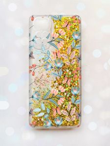 Чохол з плаваючими блискітками на Xiaomi Redmi Note 11 Золотий :: Квітковий фон (принт 370)