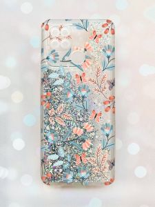 Чохол з плаваючими блискітками на Xiaomi Redmi 10C Срібний :: Квітковий фон (принт 370)