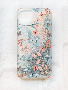 Чохол із плаваючими блискітками на iPhone 13 Срібний :: Квітковий фон (принт 370)
