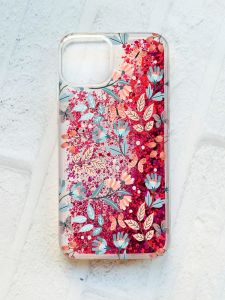 Чохол із плаваючими блискітками на iPhone 13 Рожевий :: Квітковий фон (принт 370)