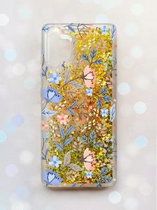 Чохол з плаваючими блискітками Samsung Galaxy A32 Золотий :: Квітковий фон (принт 371)