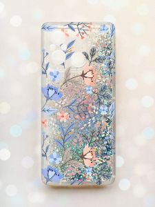 Чохол з плаваючими блискітками на Xiaomi Redmi 12C Срібний :: Квітковий фон (принт 371)