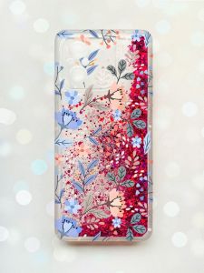 Чохол з плаваючими блискітками на Xiaomi Redmi 12C Рожевий :: Квітковий фон (принт 371)