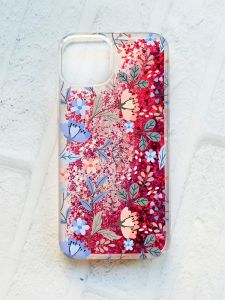 Чохол із плаваючими блискітками на iPhone 14 Рожевий :: Квітковий фон (принт 371)
