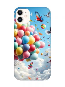 Матовий чохол з червоними боками на iPhone 11 (6.1) :: Повітряні кульки (принт 365)