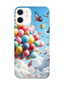 Матовий чохол з рожевими боками на iPhone 12 / 12 Pro (6.1) :: Повітряні кульки (принт 365)