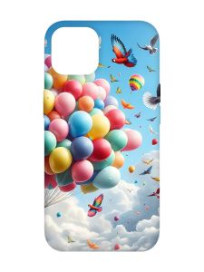 Матовий чохол з бірюзовими боками на iPhone 14 :: Повітряні кульки (принт 365)