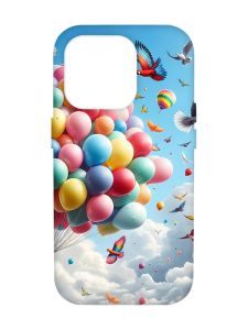 Матовий чохол з червоними боками на iPhone 14 Pro Max :: Повітряні кульки (принт 365)