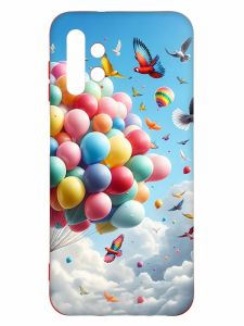 Матовий чохол з червоними боками на Samsung A13 4G :: Повітряні кульки (принт 365)