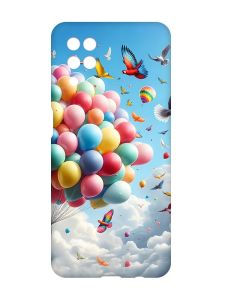 Матовий чохол з рожевими боками на Samsung Galaxy A12 :: Повітряні кульки (принт 365)