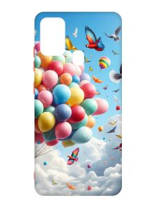 Матовий чохол з червоними боками на Samsung Galaxy M30s/M21 :: Повітряні кульки (принт 365)