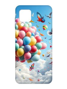 Матовий чохол з чорними боками на Samsung Galaxy M32 / A22 / M22 4G :: Повітряні кульки (принт 365)