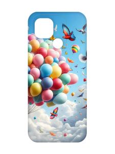 Матовий чохол з червоними боками на Xiaomi Redmi 10C :: Повітряні кульки (принт 365)