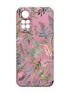 Матовий рожевий чохол на Xiaomi Redmi Note 11 4G :: Рослинний фон (принт 377)