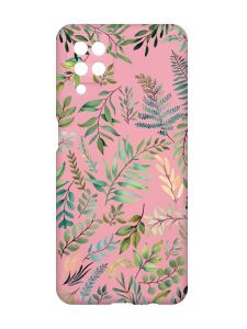 Матовий рожевий чохол на Samsung Galaxy A12 :: Рослинний фон (принт 377)
