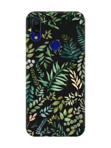 Матовий чорний чохол на Xiaomi Redmi 7 :: Рослинний фон /принт 377/