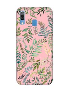 Матовий рожевий чохол на Samsung Galaxy A30 (2019) / A20 (2019) :: Рослинний фон (принт 377)