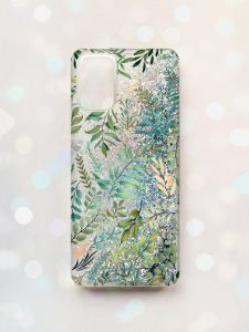 Чохол з плаваючими блискітками на Samsung Galaxy A02s Срібний :: Рослинний фон (принт 377)