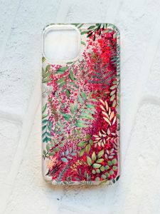 Чохол із плаваючими блискітками на iPhone 14 Рожевий :: Рослинний фон (принт 377)