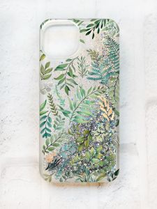 Чохол із плаваючими блискітками на iPhone 14 Срібний :: Рослинний фон (принт 377)