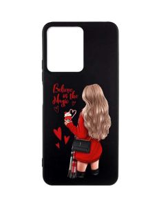 Матовий чорний чохол на Xiaomi Redmi Note 12 :: Дівчина з кавою (принт 137)