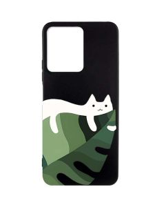Матовий чорний чохол на Xiaomi Redmi Note 12 :: Кіт на листку (принт 367)