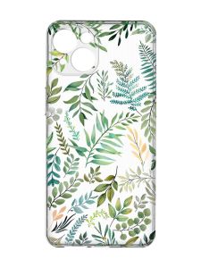 Прозорий чохол із захистом камер на iPhone 15 :: Рослинний фон (принт 377)