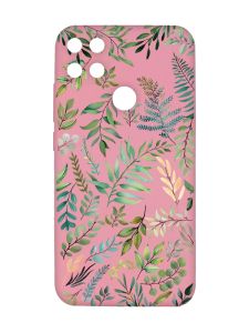 Матовий рожевий чохол на Xiaomi Redmi 10C :: Рослинний фон (принт 377)