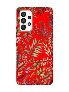 Матовий червоний чохол на Samsung Galaxy A53 4G/5G :: Рослинний фон (принт 377)