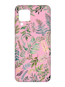 Матовий рожевий чохол на Samsung Galaxy M32/A22/M22 4G :: Рослинний фон (принт 377)