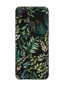 Матовий чорний чохол на Xiaomi Redmi 9C/10A :: Рослинний фон (принт 377)