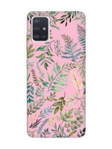 Матовий рожевий чохол на Samsung Galaxy A51 :: Рослинний фон (принт 377)