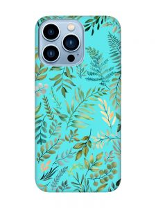 Матовий бірюзовий чохол на Apple iPhone 13 Pro Max :: Рослинний фон (принт 377)