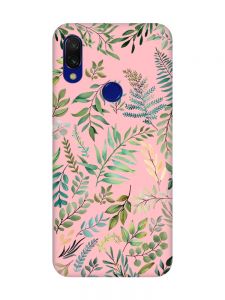 Матовий рожевий чохол на Xiaomi Redmi 7 :: Рослинний фон /принт 377/