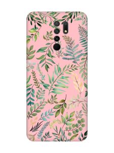 Матовий рожевий чохол на Xiaomi Redmi 9 :: Рослинний фон (принт 377)