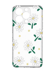 Прозорий чохол із захистом камери на  iPhone 15 Pro :: Ромашки (принт 368)