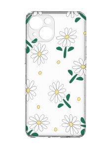 Прозорий чохол із захистом камер на iPhone 15 :: Ромашки (принт 368)